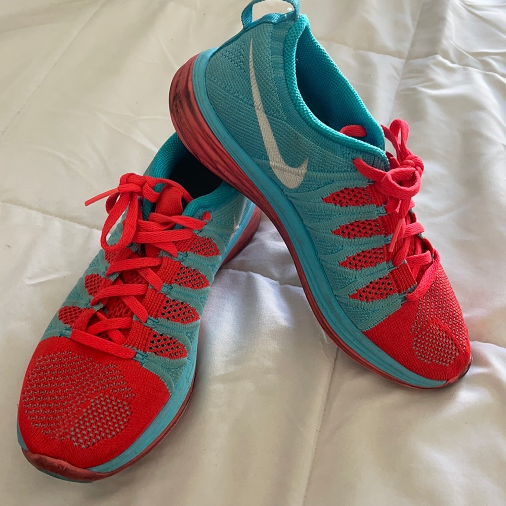 NIKE LUNARLON SNEAKERS USED BLUE RED